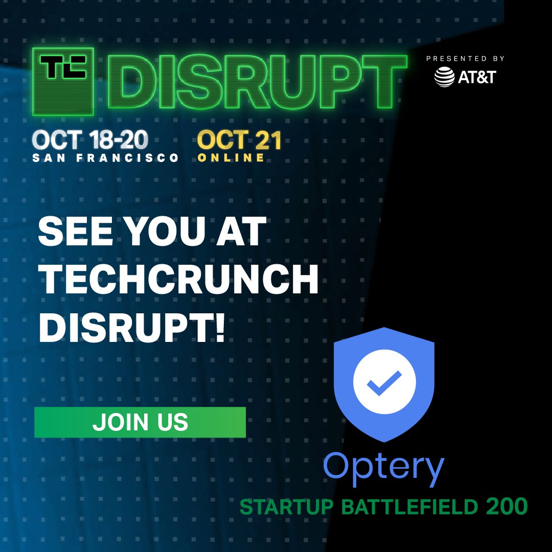 optery's tweet photo. We believe opt out software is disruptive, and we're so glad @TechCrunch agrees. @Optery has been selected for TechCrunch #Disrupt2022 #StartupBattlefield 200! Sign up for your free exposure report today to learn what makes Optery so special: https://t.co/pYOxvfhdae
#privacytech https://t.co/QZVHmLBSsy