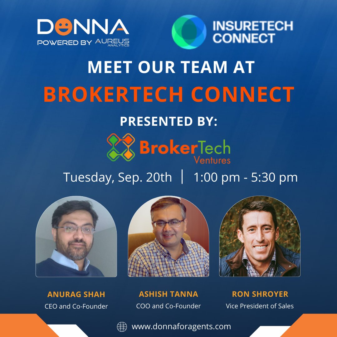 Our team of <a href="/AnuragNShah/">Anurag Shah</a>, <a href="/tanna_ashish/">Ashish Tanna</a> and @RPShroyer are on their way to #ITCVegas2022 and looking forward to participating in Brokertech Connect! Click on the link below to reserve your spot.
bit.ly/3QWiZc4
#ITC2022 #BTVAccelerator2022 #insurtech #insuranceagents