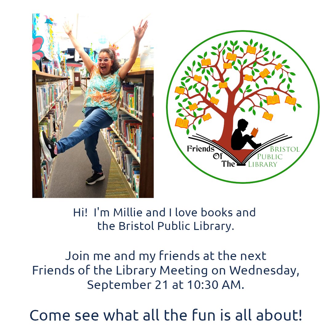 Bristol_Public's tweet photo. This Wednesday at 10:30 AM in the J. Henry Kegley Meeting room we are holding our monthly Friends of the Library meeting.  Come in, join the Friends, be a part of this great group! https://t.co/KKC8U5sQJU