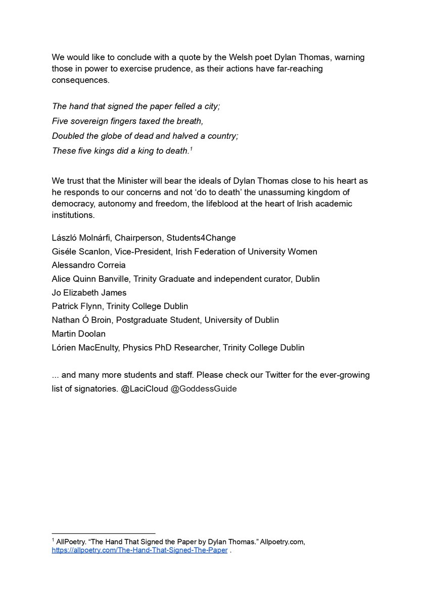 We have sent an open letter to @SimonHarrisTD in advance of Tuesday, when the HEA Bill 2022 will be voted upon for the final time. We are asking him to listen to the voices of students, staff and trade unions. The bill will be disasterous for academia @GoddessGuide #StopHEABill22