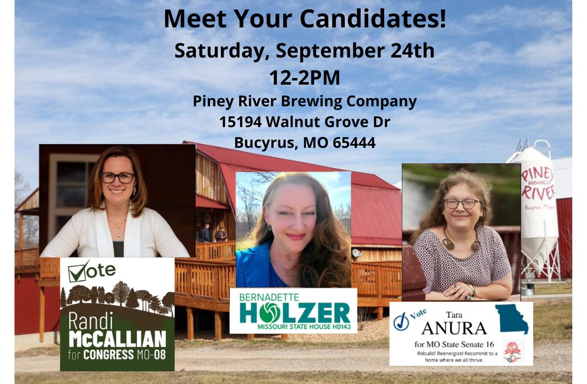 RandiMcCallian's tweet photo. THIS SATURDAY!
Piney River Brewery in Bucyrus, come meet us and enjoy an award-winning brew 🍻

I will have large 4ft x 4ft signs and I need help getting them out into the district, bring your truck and come pick 2 up!

#TexasCounty #WrightCounty #DouglasCounty #HowellCounty https://t.co/AhRCAmlMOP