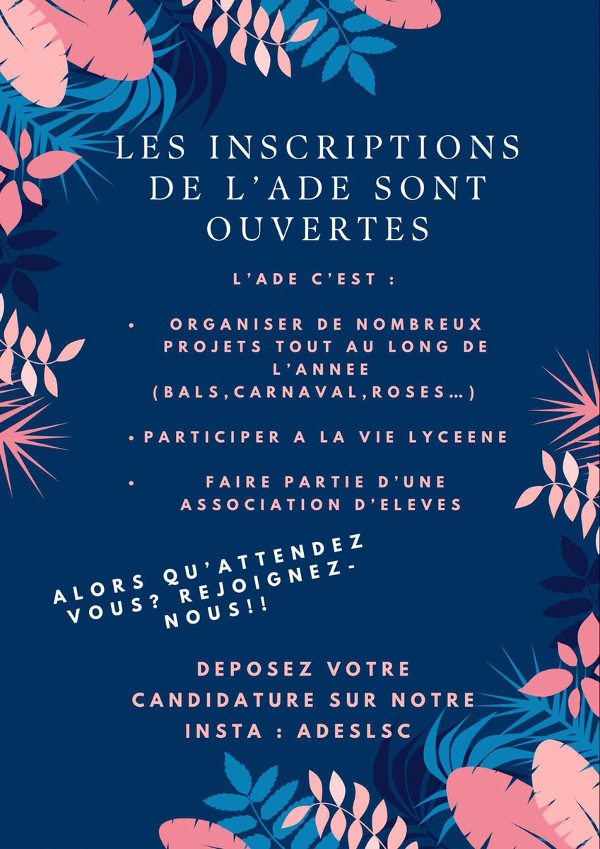 Inscrivez vous ! Les inscriptions sont ouvertes jusqu’à mercredi 00h ⏰