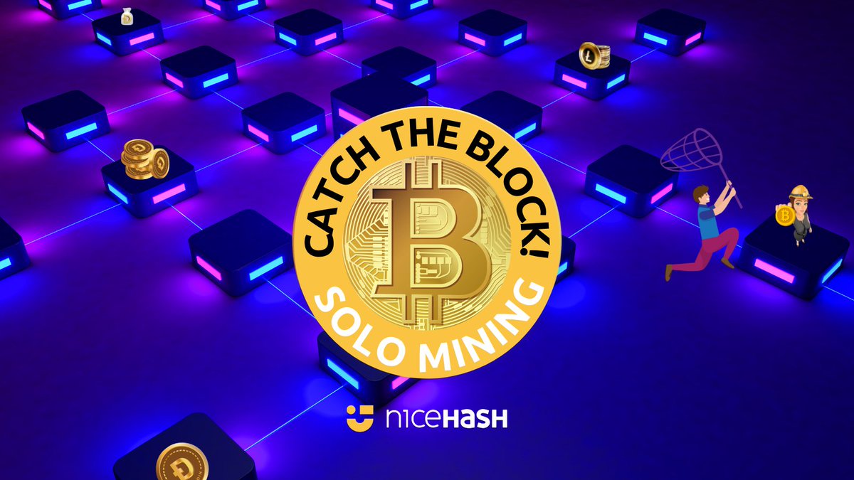 NiceHashMining's tweet photo. If you thought #mining was over, think again. NiceHash is introducing a brand new SOLO MINING concept that makes mining #cryptocurrency easier, exciting, and with great rewards! Get a package this Friday and be the first to Catch the Block! https://t.co/1Re0O7EOMw