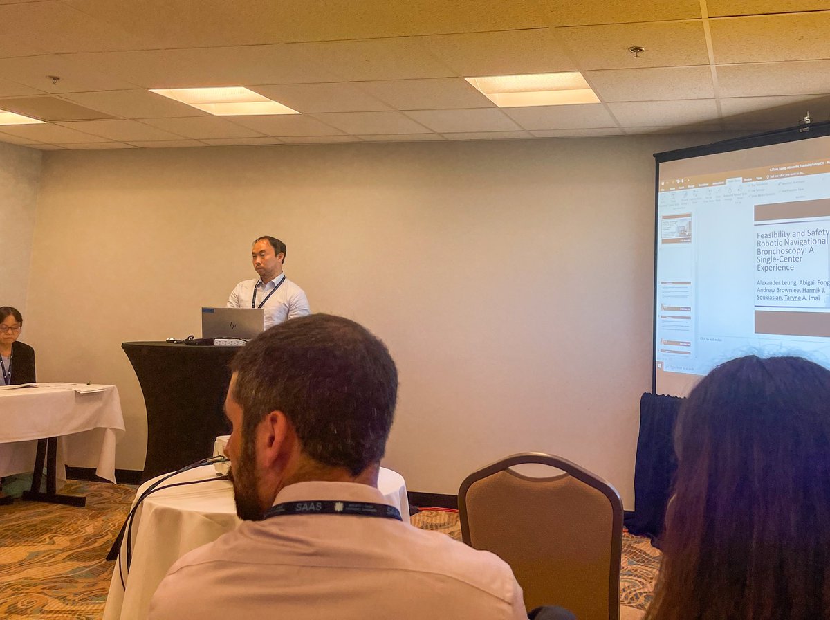 SoCalYuman's tweet image. Great scientific presentations continue at the #SAAS2022. 2 great papers from Cedars Sinai this morning on robotic bronchoscopy and on favorable outcomes of segmentectomy for lung cancer. Practice changing data from Dr. Taryne Imai and @soukiasianmd. #MoreCuresLessInvasive