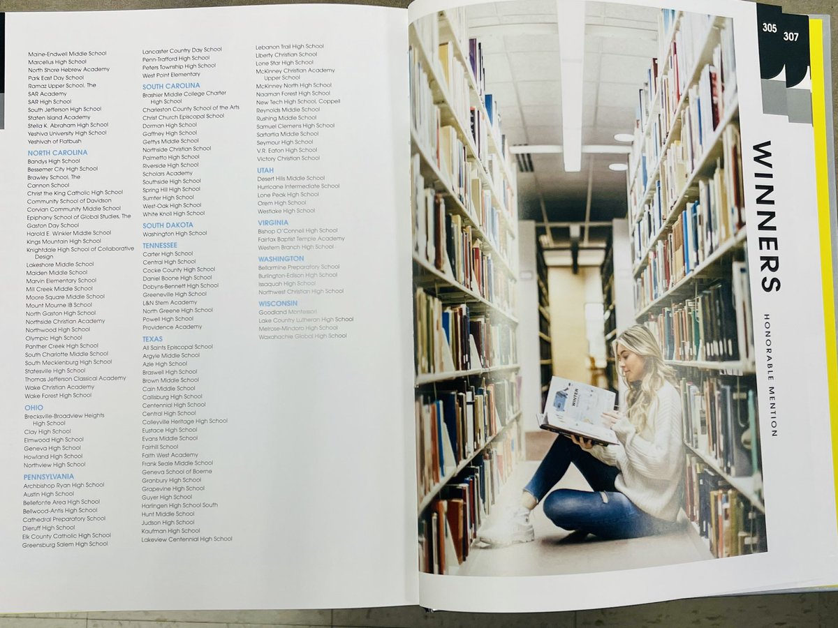 MrsKing_EHS's tweet photo. Exciting news to share!🎉📚💙
Congrats to the 20-21 YBK Staff for being recognized and featured in the 2022 Jostens Look Book for earning the “Jostens National Yearbook Design Recognition Award; Honorable-Mention”for another cover design! Way to go! 🎉🥳📚
#YBKLove
#WeAreElmwood https://t.co/RcowE3Bg45