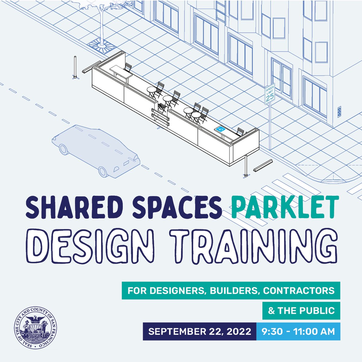 SharedSpacesSF's tweet photo. Register today for this Thursday's in person Parklet Design Training: https://t.co/WZoo2gVJ8j @sfplanning @SFMTA_Muni @SFFDPIO @sfoewd #sharedspacessf https://t.co/5IdZyd7LSa