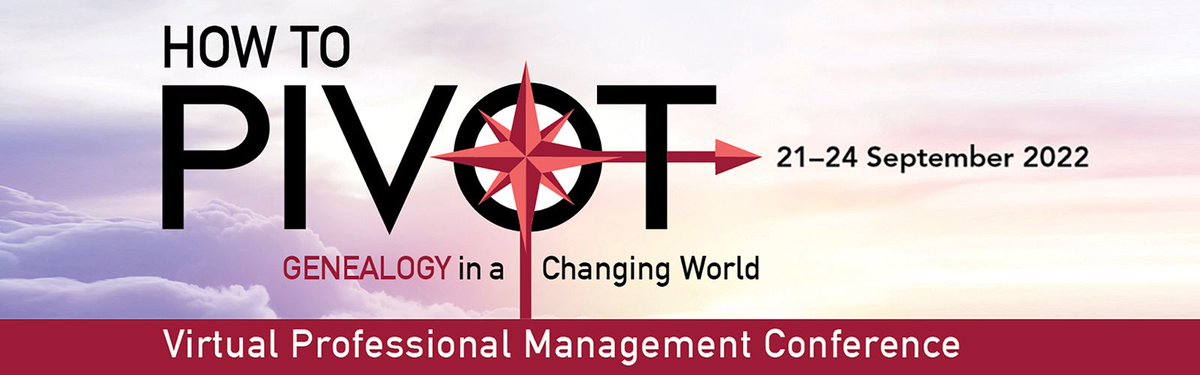 ConfKeep's tweet photo. This week: Sept. 21-24 VIRTUAL-CO  Association of Professional Genealogist (APG) 2022 Virtual Professional Management Conference: "How to Pivot: Genealogy in a Changing World" . Learn like a professional!  ($)  https://t.co/bBziVM1ZMd #genealogy #familyhistory #genevent https://t.co/XMANa5fqZ0