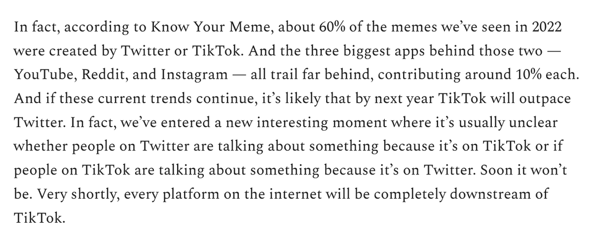 broderick's tweet photo. There are basically two kinds of social networks now: Twitter and TikTok and sites to talk about what's happening on Twitter and TikTok.
https://t.co/Az24r6tqtw https://t.co/xaPFG0sysM