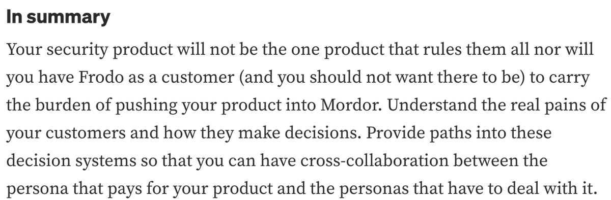 😢 Why do security products fail? By @Datadog CISO @eaescob - They introduce toil - Poor UX - For security, by security - Lack of measurable effectiveness Consider: - Time to decision - Think of all customer personas - Use what’s already there my.rage.cloud/why-do-securit…