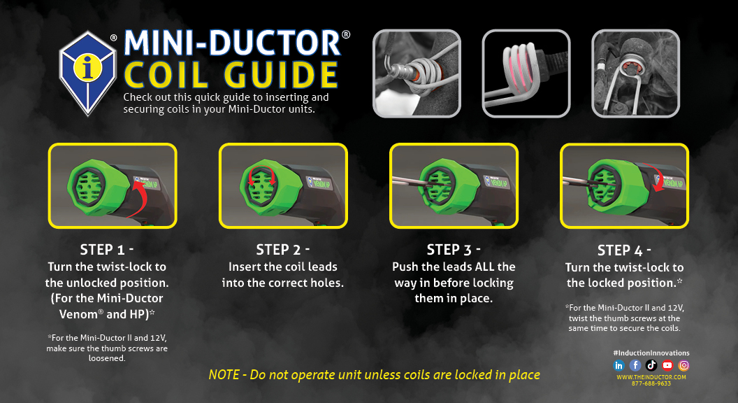 invisibleheat's tweet photo. Now included in each #MiniDuctor kit, each user will receive this Mini-Ductor coil guide! Intended to help you correctly insert and lock coils in place with ease.

Check out our videos page for a quick demo:
https://t.co/yhwjsVt4Zj

#inductioninnovations #toolsofthetrade https://t.co/cyFRgzVfkE