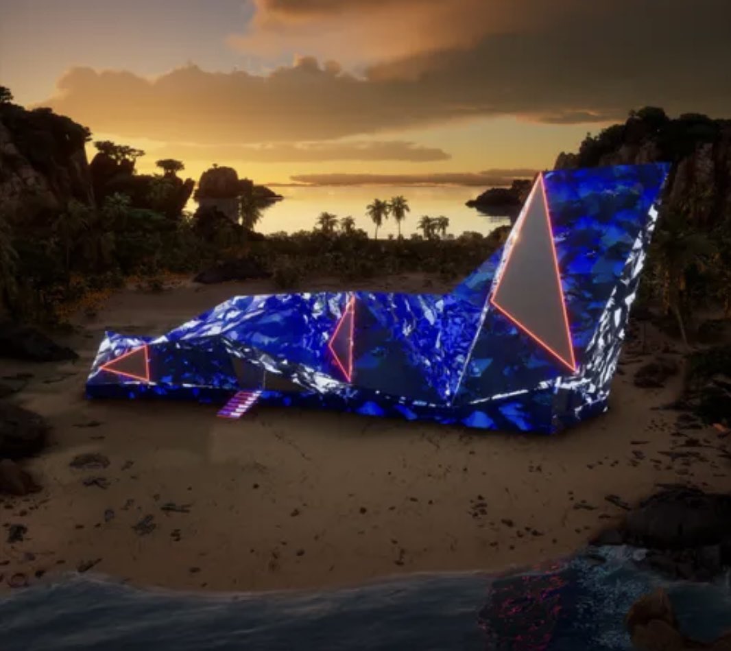 maki_chad's tweet photo. Itโs Metamansion Monday. This week Iโm showcasing this sapphire Azul Level 1 with red accent lighting on the Island Biome with a beautiful sunset ๐
setting the ambiance. ๐๐ฝ@MetaMansionsNFT @CommunityofKeys #metamansionsnft #keystoken #virtualrealestate #nft https://t.co/VUbZiUJ9As