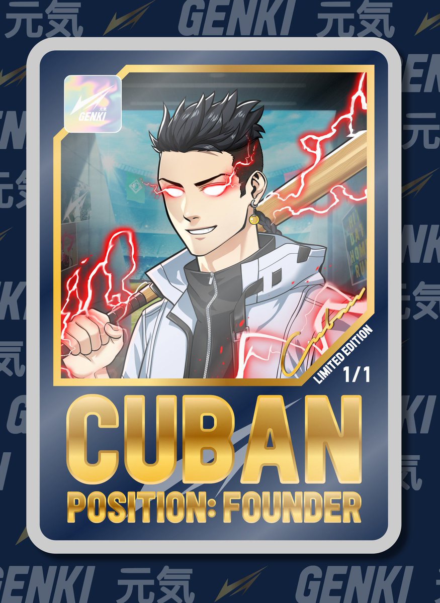 Genki_NFT's tweet photo. ⚡ Genki Sports Cards ⚡

Meet @oCubann, pizza maker by day, degen by night.

Giving away 5 WL spots on this tweet!

To enter:
1️⃣ Follow @Genki_NFT @oCubann 
2️⃣ Like and RT this tweet
3️⃣ Tag 3 friends https://t.co/FpMZVCSNjB