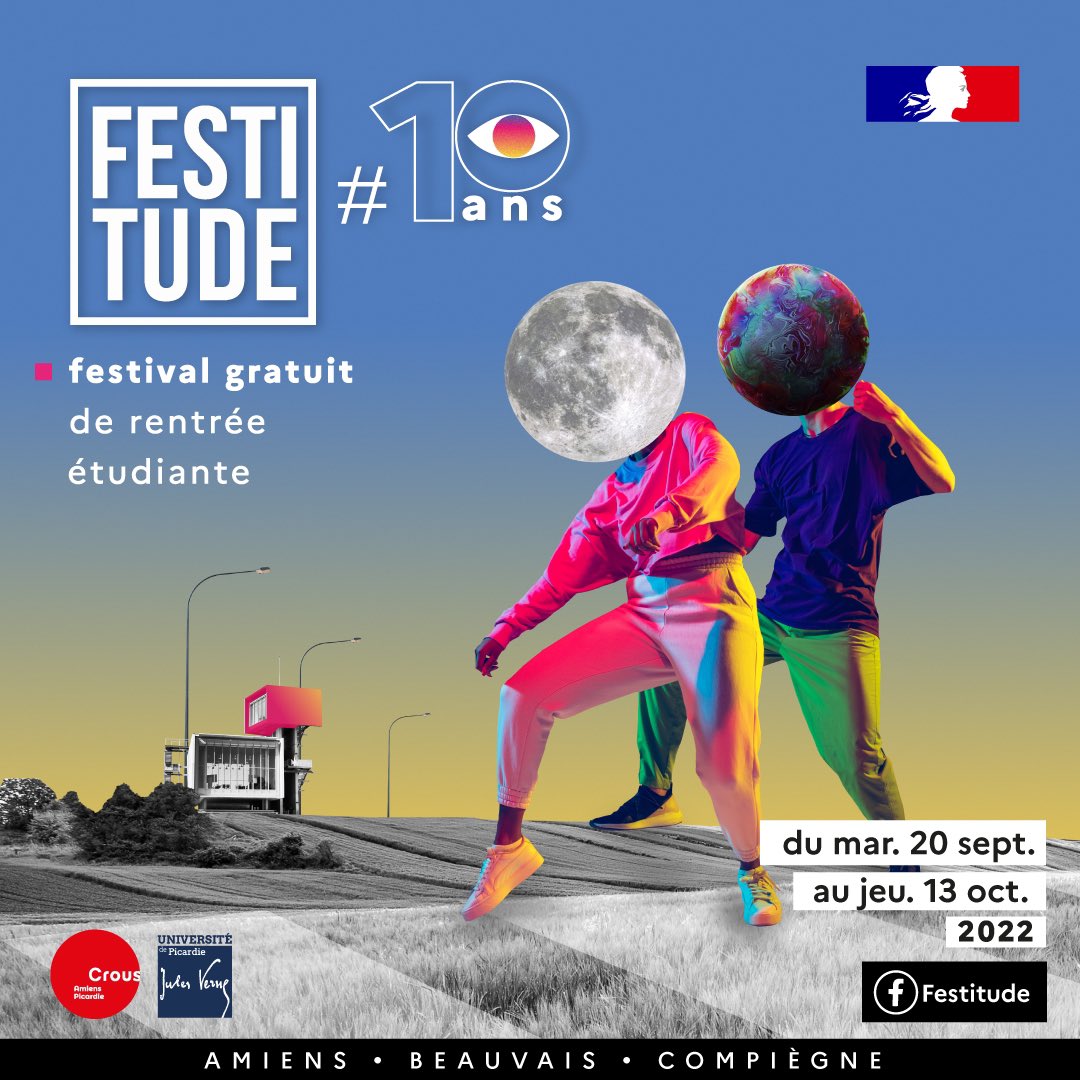[FESTIVAL] 10 ans déjà que le Crous Amiens-Picardie et le Scc <a href="/UPJV_Univ/">Université de Picardie Jules Verne</a> organisent Festitude. Lancement demain midi avec Super5 Orkestar !
Toute la programmation -> crous-amiens.fr/culture/festit…