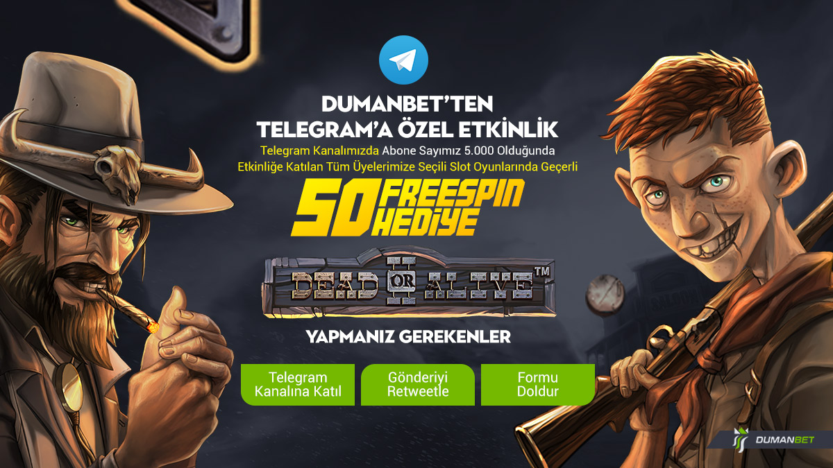 📣 #Dumanbet

🎁 Telegram'da Abonemiz 5.000 Olduğunda Etkinliğe Katılan Herkese Seçili Slot Oyunlarında Geçerli 50 Freespin Hediye

💬 ReTweetle

✅ Kayıt Ol - rebrand.ly/dbrt01

➡️ Telegram'a Katıl - t.me/DumanbetResmi

👍 Formu Doldur - forms.gle/XNmwFW9Zz2wugk…