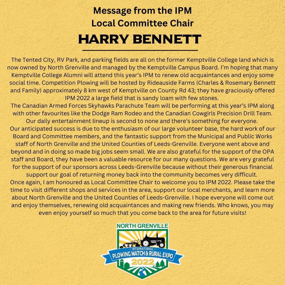 A welcome message from Harry Bennett, IPM Local Committee Chair. 
#IPM2022 <a href="/islandviewag/">Harry (The AI version of Maizeing Pete ) Bennett</a>
