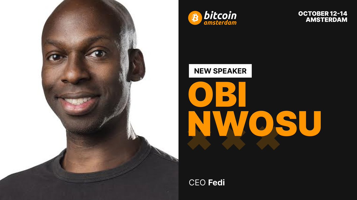 Announcing Obi Nwosu as a Bitcoin Amsterdam speaker! Nwosu is the CEO of Fedi Inc. and a full-time #Bitcoin advocate. He supports initiatives that advance the Bitcoin ecosystem and makes owning and using Bitcoin easy for everyone.