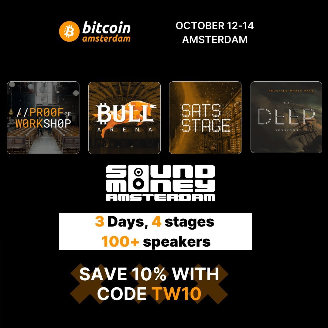 @FossGregfoss Bitcoin Amsterdam prices increase this Friday at MIDNIGHT! Join us in Amsterdam 🇳🇱 for 3 days of the most brilliant minds in #Bitcoin from across Europe and beyond. b.tc/conference/ams…