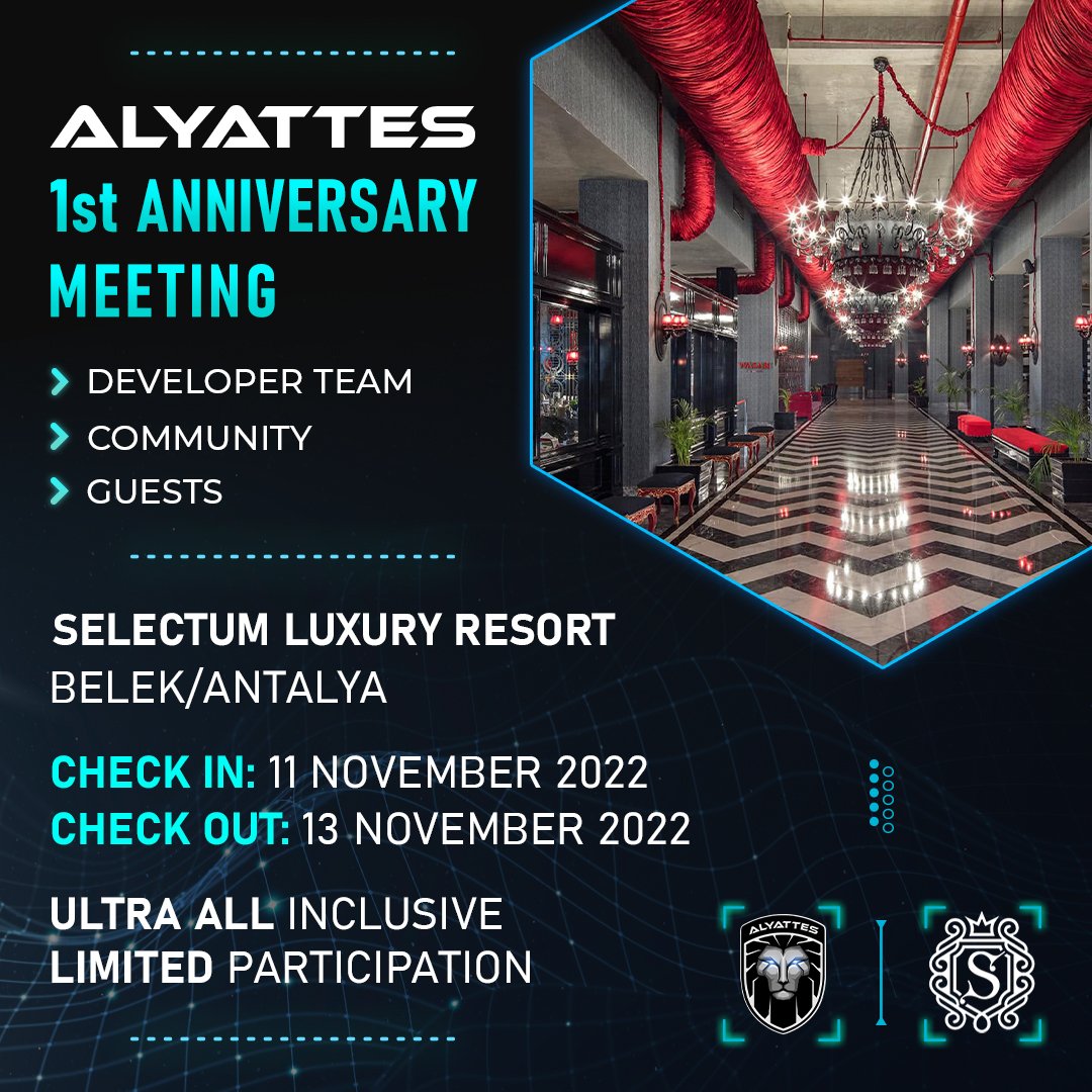 Alyattes celebrates 1st Anniversary.🥳🥳 Join ALYA Family and meet us in Antalya !🌏🌍🌎🌐 #Alyattes #AlyaTOKEN #AlyaBOT #AlyaFINANCE #AlyaCARE #BSCGEMS #BSC #Mining #btc    #Ethereum #BNB    #DeFi #Binance    #Crypto #mining #GEM @MEXC_Global