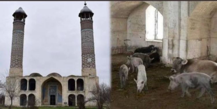 thisissureyya's tweet photo. Din’e saygısı olmayan Ermenistan işgal altında olan Azerbaycan topraklarındaki Camilerde Domuzlar besleyerek Camileri ahır gibi kullanıyorlar. Bu en büyük saygısızlıktır.
#StopArmenianAggression 
#StopArmenianTerror 
#DontBelieveArmenia https://t.co/43X14QQ33c