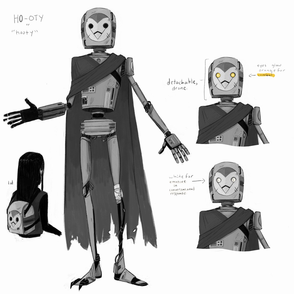 morosers's tweet photo. clawthorne family droid, H0-OTY, or hooty :P for star wars au!! originally belonged to the family but he left with lilith and travels with her while she outfits his specs and tinkers his repairs herself with stolen parts. #theowlhouse https://t.co/ghu0JA6O6G
