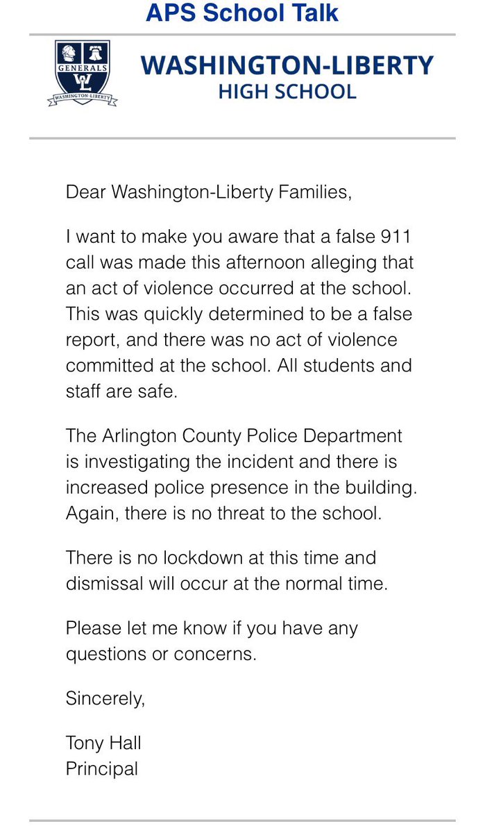 ArlingtonCountyPD on Twitter "FINAL WashingtonLiberty High School
