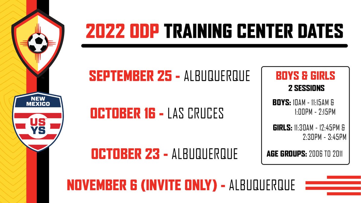 🚨We have 3 ODP Training Center sessions left before our invite only session on November 6th.  Register your players now at clubs.bluesombrero.com/Default.aspx?t… #NMODP #NMYSY #YouthSoccer