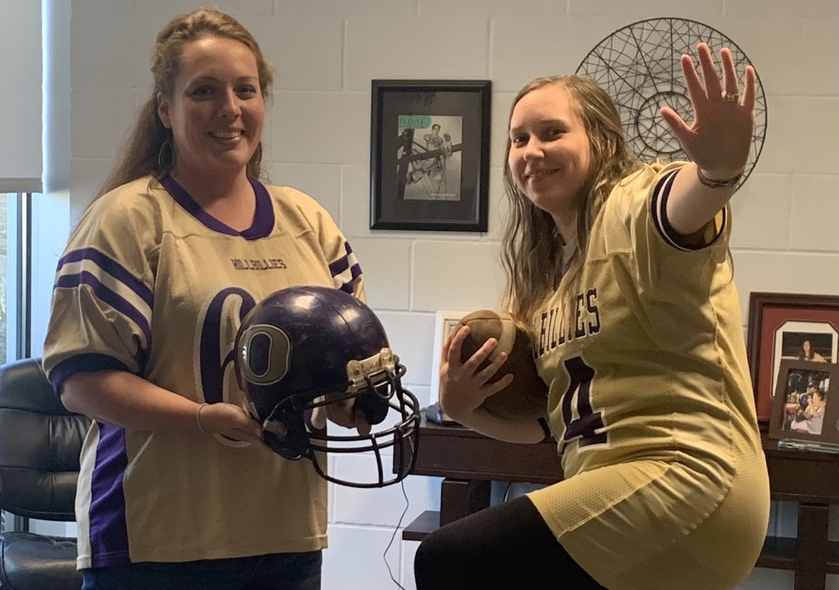 "Sport Day" for Homecoming Week...Jerseys of 2 of the Best to ever put em on for the Hillbillies!! #63 Matt Stewart and #14 James "Crazy Legs" Hillard, worn by their wives and even better folk.  #63 Meredith Stewart and #14 Jodie Hillard!!  HPRD