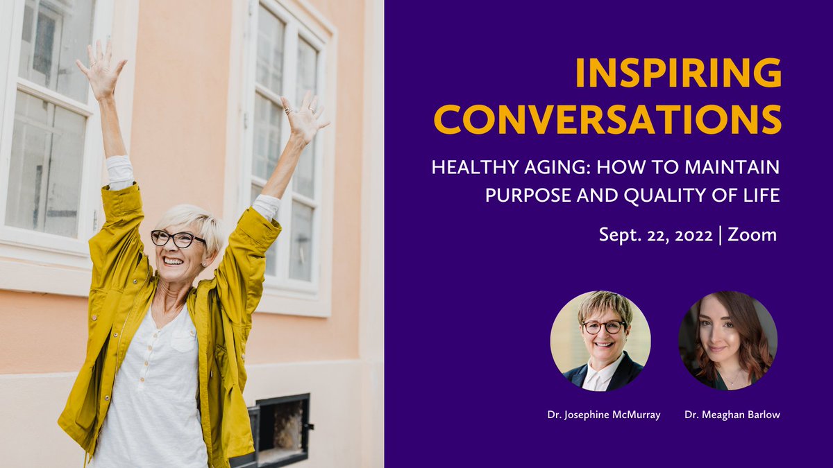 Laurier's tweet photo. This week ➡️ Enjoy this #InspiringConversation featuring #Laurier experts Josephine McMurray (@AgeWell_DRIVE) & @meaghanbarlow, exploring questions of identity, purpose and quality of life for a new generation of #seniors.
Register today: https://t.co/i93HIaciS6 https://t.co/AaC6m88swd