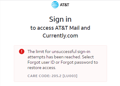 mamortensen's tweet photo. @ATTHelp When is this going to get fixed?  I just reset everything last week and I try to access it this morning and get this message.  I am NOT entering my password wrong. https://t.co/YKJCTv7aWR