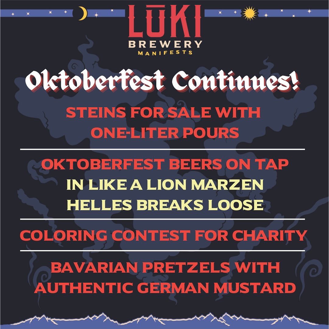 Lukibrew's tweet photo. This week at LUKI, Oktoberfest continues in full force!  We hope to see you soon, open at 3pm today!

#Lukibrew #StateOfCraftBeer #Arvada #DrinkLocal #CraftBeer #ColoradoCraft #SeekTheSource #Oktoberfest https://t.co/Mfk4MHtml6