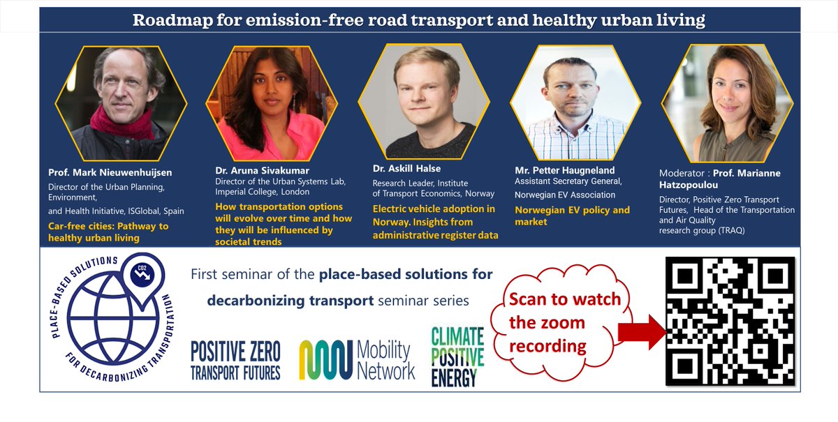 UofTPositive's tweet photo. Did you miss the first #PositiveZero seminar, "Roadmap for #emission-free road #transport and healthy #urbanliving"?
We have now uploaded the Zoom recording (scan the QR code to watch) and slides to our website https://t.co/tQfEar8M0O https://t.co/Tb28FS37OX