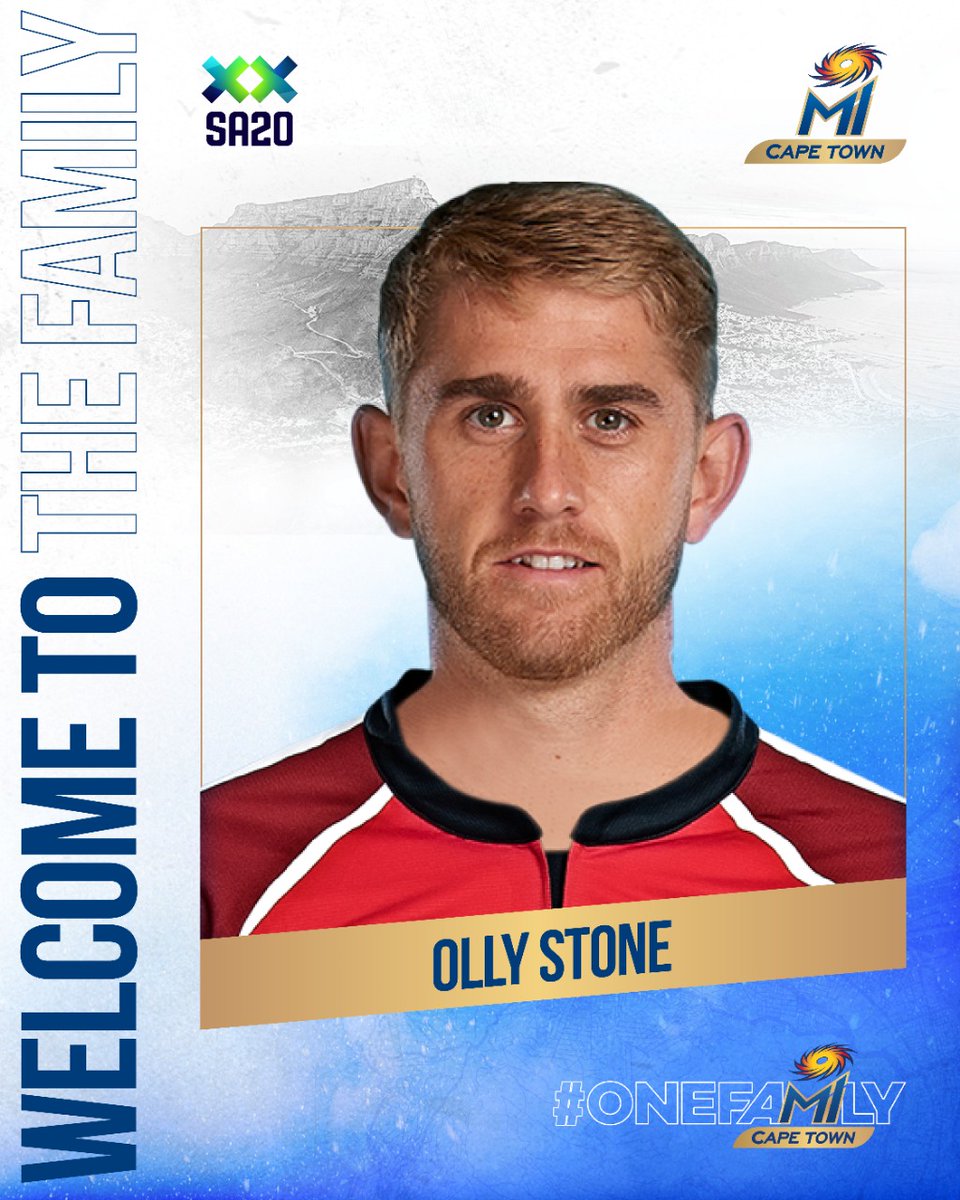 He’s tasted Test cricket with England and now he will be testing the mettle of opposition batters at Newlands for #MICapeTown! 💙 #OneFamily #SA20Auction @SA20_League @OllyStone2