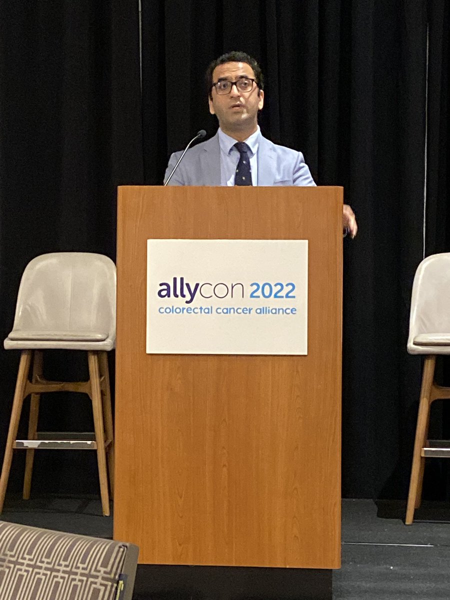 CCAlliance's tweet photo. It is incredible to hear @pashtoonkasi speak about the evolution of liquid biopsy science in colorectal cancer at #AllyCon. Thank you for sharing! https://t.co/K3M4bPbogf