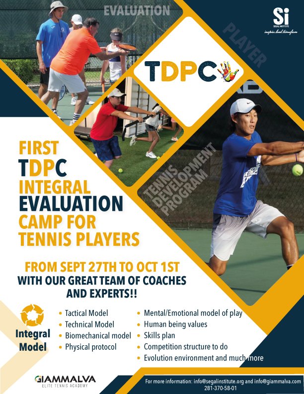 Cada vez falta menos!! 

Estamos a poco días del inicio de nuestro primer campamento TDPC.Este programa desarrollado por Segal Institute busca potenciar y aprovechar al máximo el crecimiento de los jugadores.

📅27 de sept- 1 oct

🏟 Giammalva Elite Tenis Academy. Houston, Tx