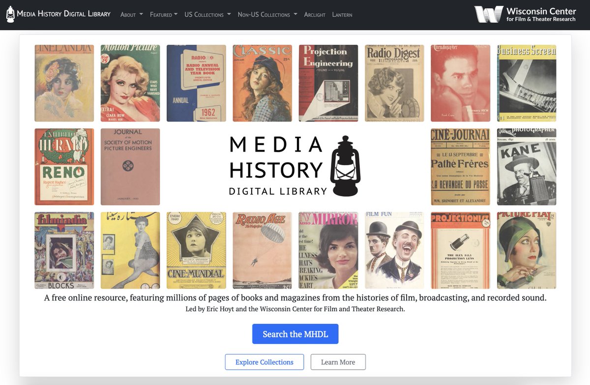 The <a href="/mediahistorydl/">Media History Digital Library</a> has a new website! 

We've added over 1,000 Hollywood pressbooks, tripled the amount of non-English language content, enhanced the interface, and eliminated the delay between digitization to user access. Still free, and always will be. mediahist.org