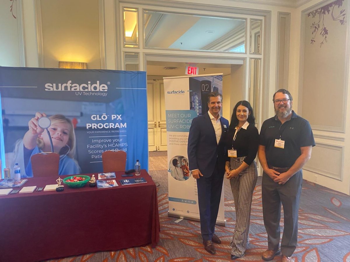 SurfacideUVC's tweet photo. The Surfacide team is at the Patient Experience Symposium in Boston, MA! Our team is debuting our new GLŌ™ PX Program - a research-driven program to help improve your facility's HCAHPS Scores and patient loyalty. Stop by our booth to learn more! #patientexpsympo2022 #healthcare https://t.co/rsgZVDS4rr