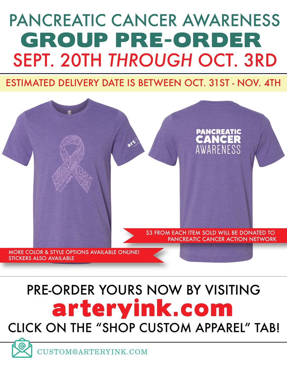 Our annual <a href="/ArteryInk/">Artery Ink</a> fundraiser starts tomorrow!!! #PancreaticCancerAwareness #WageHope 💜