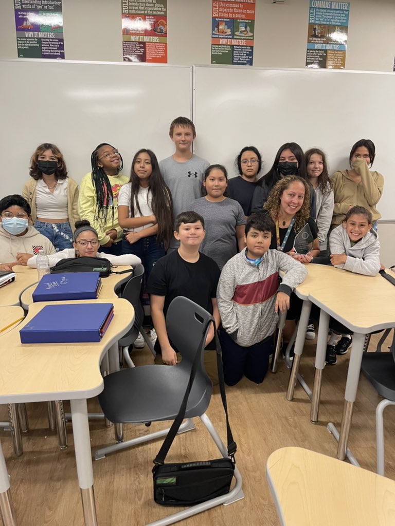 mlozanoD76's tweet photo. I had the privilege of spending the day with the Schools to Watch Award that we earned last year. I shared it with some of my classes and they were excited to hear about its significance and take a picture along with it too! Way to go Wolfpack!! #d76diamonds  #sparkleon https://t.co/rWCSHhRVLp