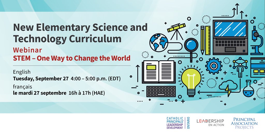 Join us, in partnership with <a href="/adfo/">ADFO</a> and <a href="/CPCOofficial/">CPCO</a> on September 27 for the Elementary Science and Technology Curriculum webinar, STEM – One Way to Change the World. principals.ca/en/professiona…  Register today!