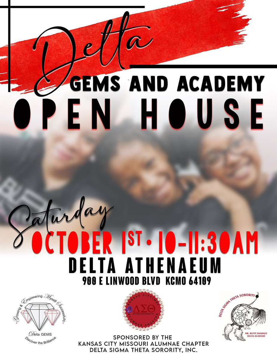 WE ARE BACK!! Delta Gems and Delta Academy Open House will take place Saturday, October 1st from 10am-11:30am at the Delta Athenaeum.

Both programs are open to any young women ages 11-14 (grades 6-8) for Delta Academy or ages 14-18 (grades 9-12) for Delta Gems