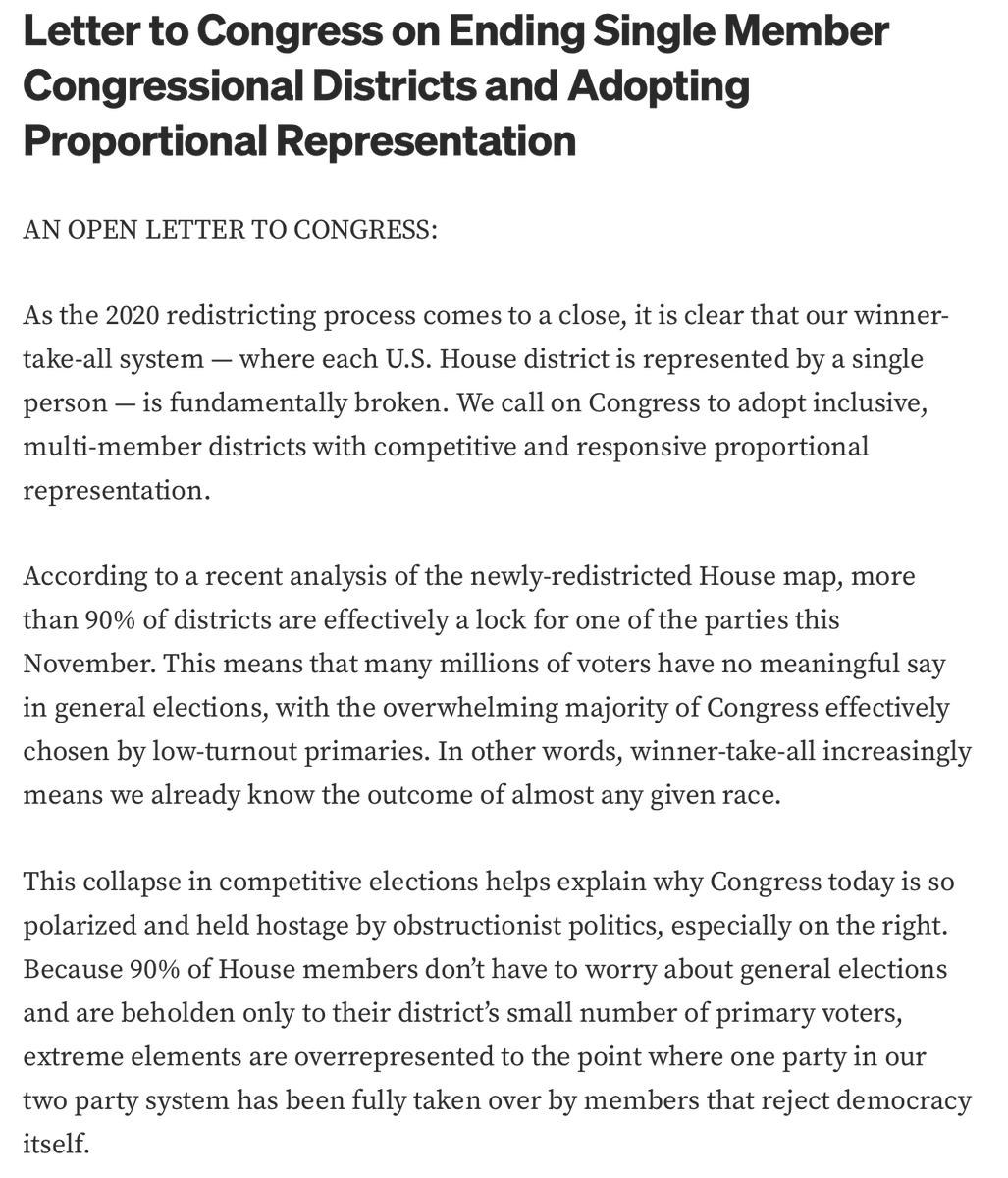 BrendanNyhan's tweet photo. Proud to join more than 200 of my colleagues in calling for a shift to proportional, multi-member districts in Congressional elections - open letter organized by @protctdemocracy is here: https://t.co/juWJpLKIXg https://t.co/yXLvvyQHhP