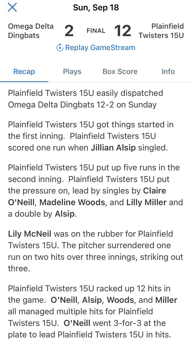 LillyMillCatch's tweet photo. Double header yesterday, great bats and great way to end the weekend!! https://t.co/YXXDBPWXFJ