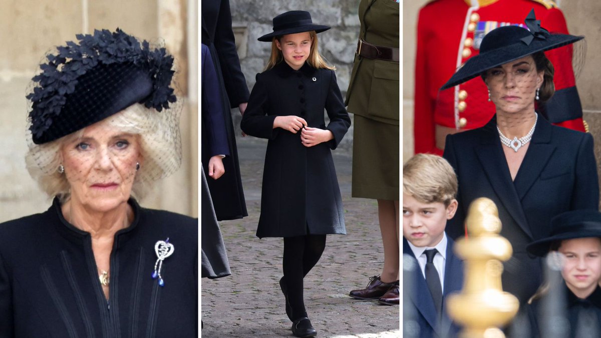 The Queen Consort, Princess of Wales and Princess Charlotte honour the late Queen with statement jewellery for Her Majesty's funeral.