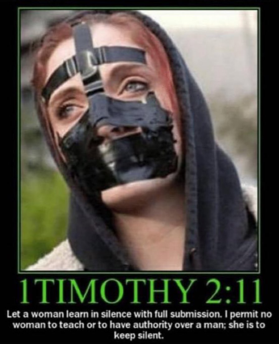 kangaroos991's tweet image. WOW! The Bible claims a woman’s role is to be silent and submissive!

Misogyny is NEVER acceptable, yet religion openly condones it!

Is this okay?

#JustSayingWow #MisogynyIsNotOk