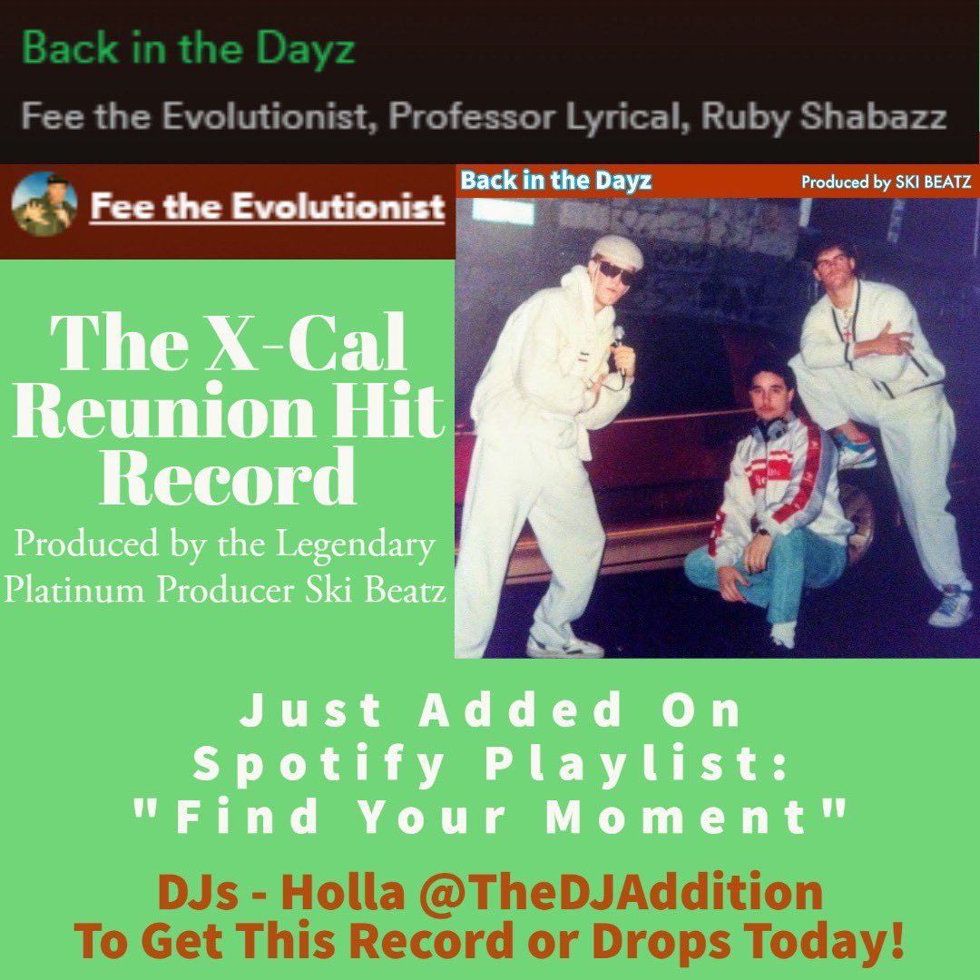 FeeEvolutionist's tweet photo. Our new joint "Back in the Dayz" by Fee the Evolutionist ft. @ProfLyrical & @rubyshabazz making big traction on the charts and some cool playlist company on Spotify as well. Check out "For This Moment” on Spotify now
#feetheevolutionist #professorlyrical #rubyshabazz #skibeatz https://t.co/SCJpB2zgXA