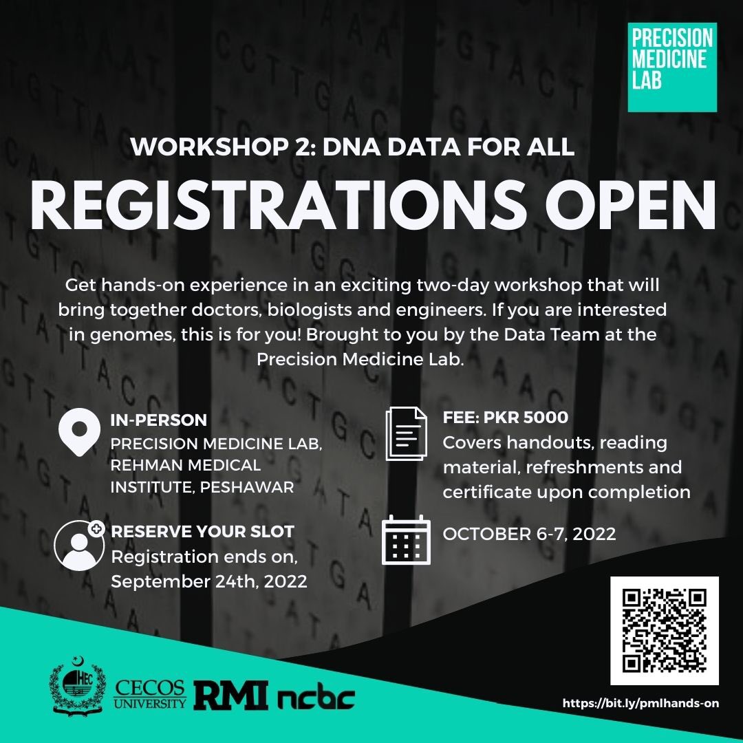 pmlabpk's tweet photo. DNA Data for all. 2nd Edition
If you're new to the world of data and genomics, you should join our #PMLHands_On workshop.
You'll get to learn about the data generated by NGS followed by exclusive Hands-On exercises! 

Deadline: 24/9/22.

Apply here! https://t.co/PBFyHvLhc1 https://t.co/VBIfNq6NYy