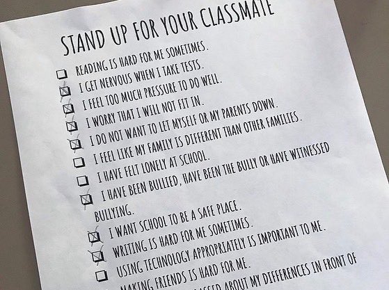 AldridgeEIS's tweet photo. Stand โข Up โข For โข Your โข Classmate
๐ซโค๏ธ๐ฉ๐ผโ๐ซ Stand up for your classmates when they canโt stand up for themselves. #strongerinnumbers #risetogether #bekindalways #youbelong #spreadlovenotjudgement @EubanksDragons @msrachelhollis https://t.co/6S67GScEIP