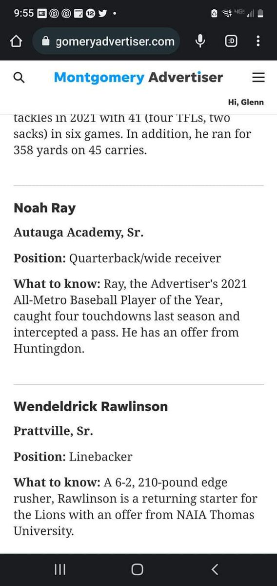 Thanks to Montgomery Advertiser for recognizing me this pre-season as a player to watch.