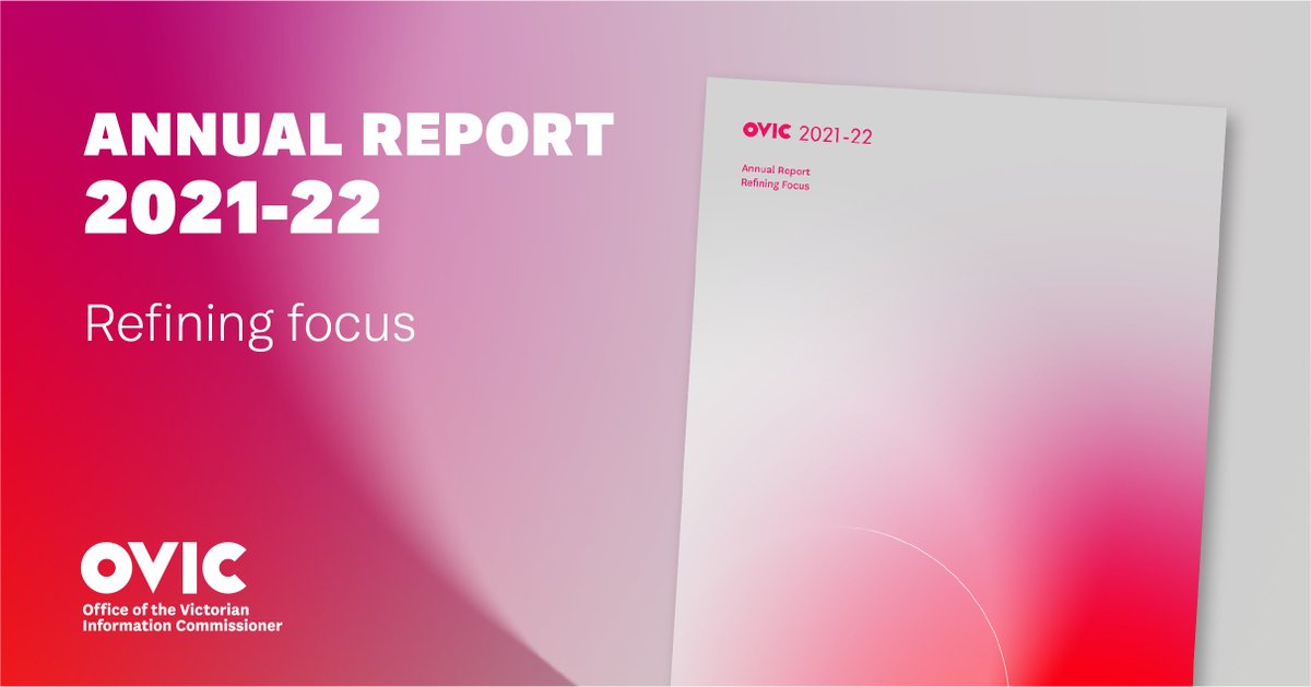 OVIC_AU's tweet photo. Today OVIC's 2021-22 Annual Report was tabled in the Victorian Parliament. 

In 2021-22:
👥 OVIC refined its focus to engage more deeply with the community; &amp;
📈 there was another all-time record for FOI requests made to Vic gov agencies.
More information: https://t.co/pvBml4np4s https://t.co/Dbyqz3VhDF