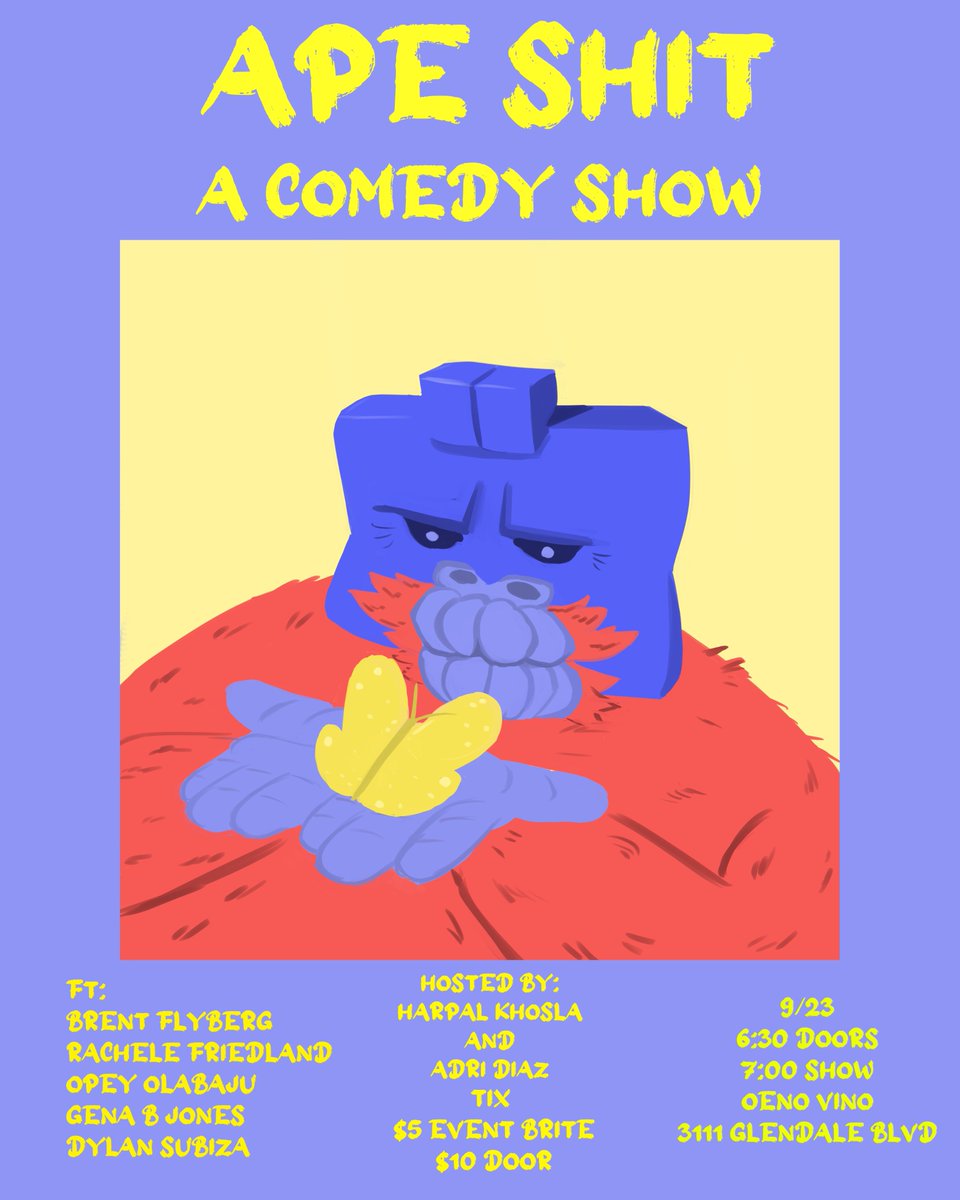 goodfatcomics's tweet photo. Hey All, I know we're all mournin the queen or whatever, but she would have loved for you to come to Ape Shit is this Friday! https://t.co/2kv9C8obse